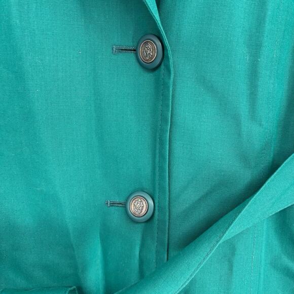 Vintage London Fog Green A-Line Belted Removable Liner Trench Coat Size 6P - Picture 2 of 10